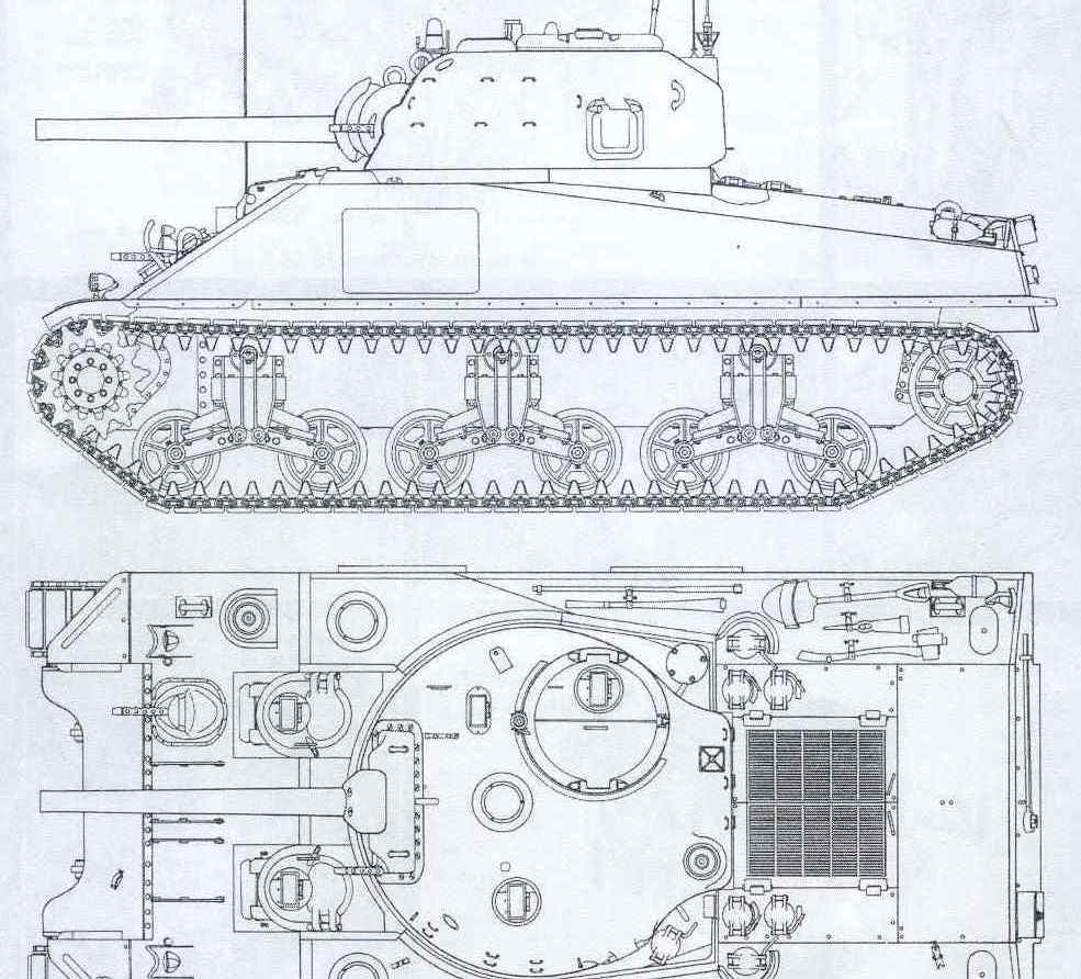 This side plan from Wojciech J. Gawrych’s M4A2 book shows the M3 VVSS bogie...